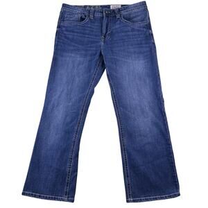 TK Axel Slim Boot Mens 36x30 Blue Jeans Whiskered‎ Stretch Medium Wash